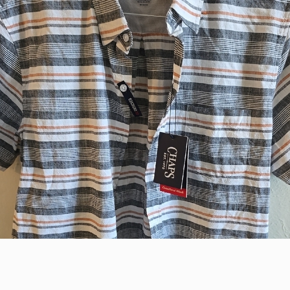 Chaps Men's Gray Striped Shirt